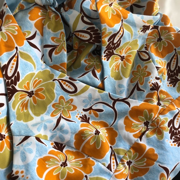 SOLD🛒 BLUE AND ORANGE TROPICAL VACATION DRESS - Picture 4 of 4
